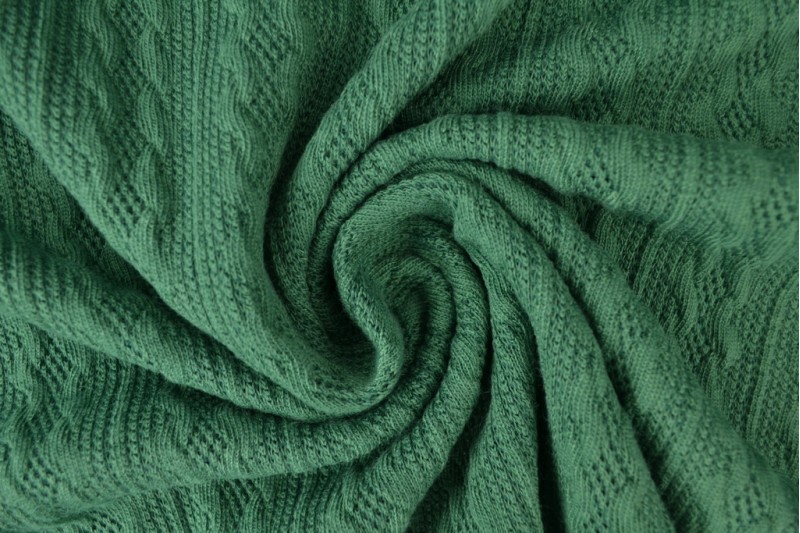 Jacquard cable knit fabric 32 dark green