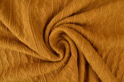 Jacquard cable knit fabric 44 dark ochre yellow