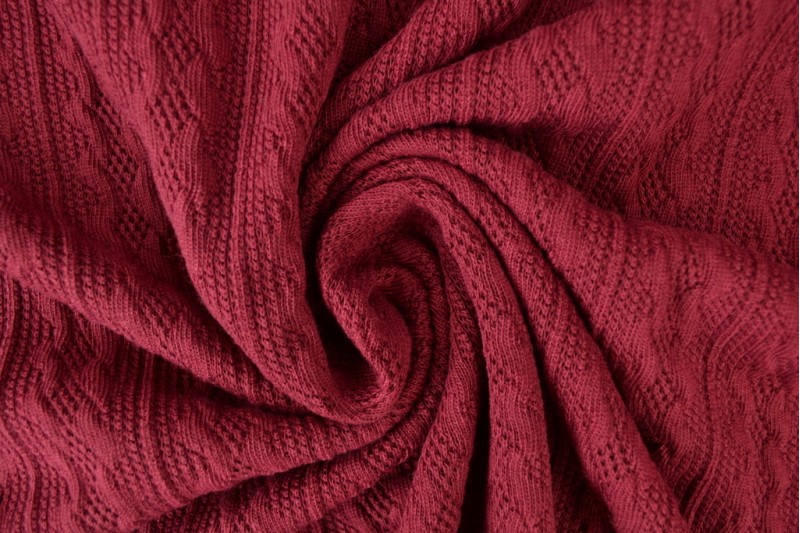 Jacquard cable knit fabric 77 bordeaux